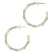 Créoles 30mm effet bambou avec résine époxy - Acier Inoxydable 316L Doré - Mint x2