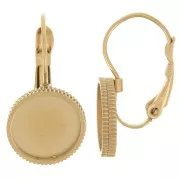 Dormeuses 22 mm pour cabochon 10 mm - Acier inoxydable 316L Doré x2