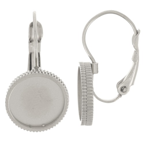 Dormeuses 22 mm pour cabochon 10 mm - Acier inoxydable 316L x2