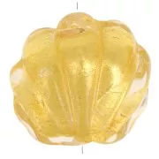 Perle de Murano coquillage - 15 mm - crystal et feuille d'or x1