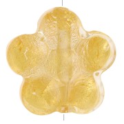 Perle de Murano fleur - 15 mm - crystal et feuille d'or x1|raw }}