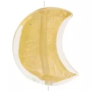 Perle de Murano lune - 17x13.5 mm - crystal et feuille d'or x1