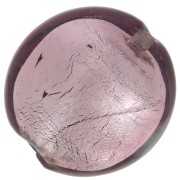 Perle de Murano bombée 15 mm Light Amethyst et feuille d'argent x1|raw }}