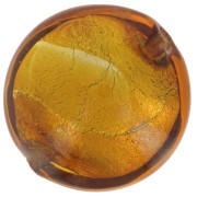 Perle de Murano bombée 15 mm Topaz et feuille d'argent x1|raw }}