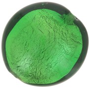 Perle de Murano bombée 15 mm Emerald et feuille d'argent x1|raw }}