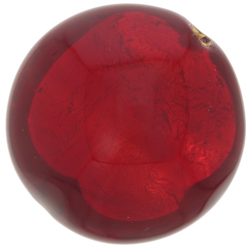 Perle de Murano bombée 15 mm Rubino et feuille d'or x1