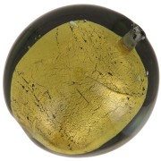Perle de Murano bombée 15 mm Dark Diamond et feuille d'or x1|raw }}