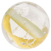 Perle de Murano ronde 10 mm Crystal - feuille d'or et feuille d'argent x1|raw }}