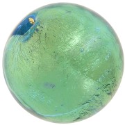 Perle de Murano ronde 10 mm Aquamarine et feuille d'or x1