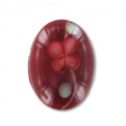 Cabochon ovale fleuri feuille d'argent  18x13 mm Ruby x1|raw }}