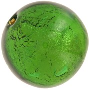 Perle de Murano ronde 10 mm Emerald et feuille d'or x1|raw }}