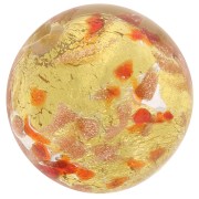 Perle de Murano ronde 10 mm Rouge tacheté et feuille d'or x1