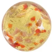 Perle de Murano ronde 10 mm Rouge tacheté et feuille d'or x1