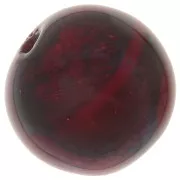Perle de Murano ronde 10 mm Ruby et feuille d'argent x1