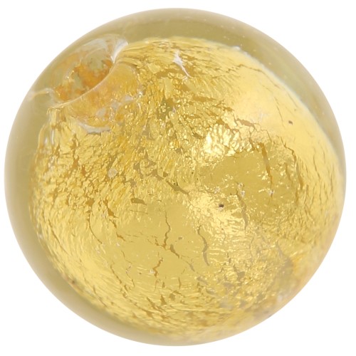 Perle de Murano ronde 8 mm Crystal et feuille d'or x1