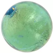 Perle de Murano ronde 8 mm Aquamarine et feuille d'or x1