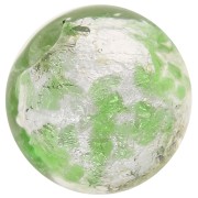 Perle de Murano ronde 8 mm Emerald tacheté et feuille d'argent x1