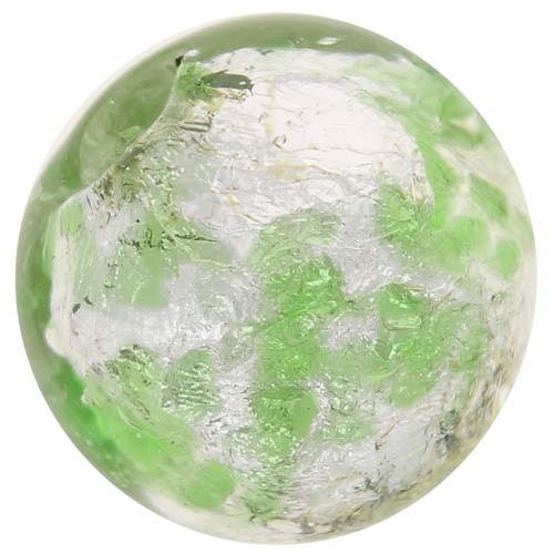 Perle de Murano ronde 8 mm Emerald tacheté et feuille d'argent x1