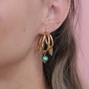 Perle de Murano ronde 8 mm Aquamarine et feuille d'argent x1