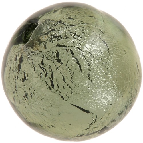 Perle de Murano ronde 8 mm Dark Diamond et feuille d'argent x1