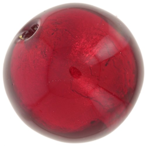 Perle de Murano ronde 6 mm Rubino et feuille d'or x1