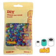 Assortiment de perles à repasser Hama MIDI 5 mm Multi Transparent Pailleté x1000|raw }}