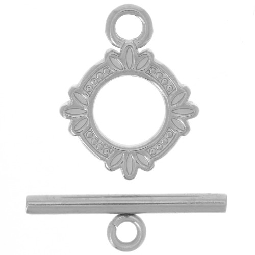 Fermoir T travaillé pour bracelet ou collier 14 mm - Acier inoxydable 316L x1