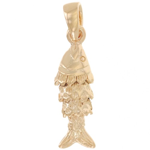 Pendentif poisson articulé avec anneau fermé 19x6 mm - Plaqué Or 3 microns x1