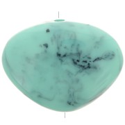 Perle plate irrégulière en résine opaque 20x27 mm - Marbré turquoise x1|raw }}