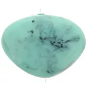 Perle plate irrégulière en résine opaque 20x27 mm - Marbré turquoise x1