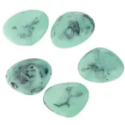 Perle plate irrégulière en résine opaque 20x27 mm - Marbré turquoise x1