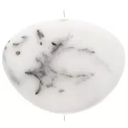 Perle plate irrégulière en résine opaque 20x27 mm - Marbré Blanc gris x1