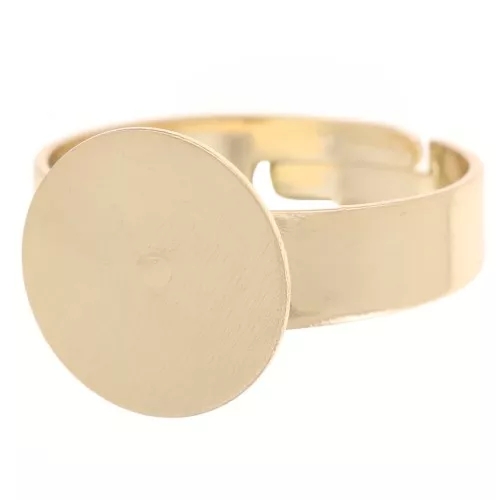 Bague réglable plateau pour cabochon rond fond plat 12 mm Doré x1