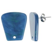 Clous d'oreilles trapèze en acétate transparent 21x18mm - Marbré Bleu Vert x2|raw }}