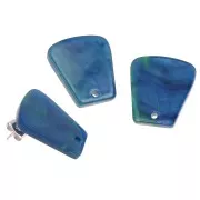 Clous d'oreilles trapèze en acétate transparent 21x18mm - Marbré Bleu Vert x2