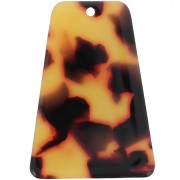 Pendentif trapèze 33.5x23 mm en acétate - Ecaille de tortue - Marron - Noir x1