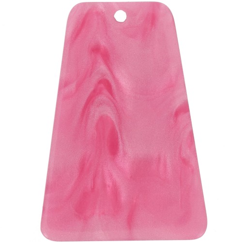 Pendentif trapèze en acrylique 33.5x23 mm - Rose nacré  x1