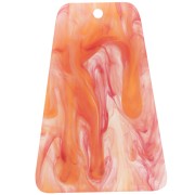 Pendentif trapèze 33.5x23 mm en acrylique transparent - Marbré Orange Rouge x1