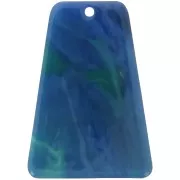 Pendentif trapèze en acétate transparent 33.5x23 mm - Marbré Bleu Vert x1