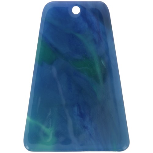 Pendentif trapèze en acétate transparent 33.5x23 mm - Marbré Bleu Vert x1