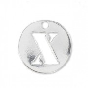 Breloque ronde lettre X - 8.5 mm en Argent 925 x1