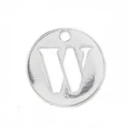 Breloque ronde lettre W - 8.5 mm en Argent 925 x1