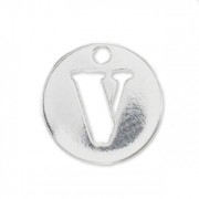 Breloque ronde lettre V - 8.5 mm en Argent 925 x1|raw }}