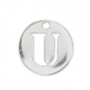 Breloque ronde lettre U - 8.5 mm en Argent 925 x1