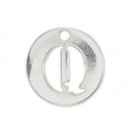 Breloque ronde lettre Q - 8.5 mm en Argent 925 x1