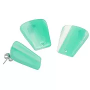Clous d'oreilles trapèze en acétate transparent 21x18mm - Marbré Vert Turquoise x2