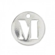 Breloque ronde lettre M - 8.5 mm en Argent 925 x1
