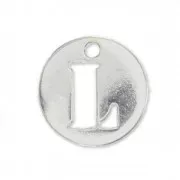 Breloque ronde lettre L - 8.5 mm en Argent 925 x1