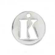 Breloque ronde lettre K - 8.5 mm en Argent 925 x1
