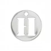 Breloque ronde lettre H - 8.5 mm en Argent 925 x1
